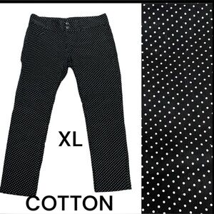 SAMUEL & KEVIN Pants Size XL Polka Dot Cotton Some Stretch So Cute